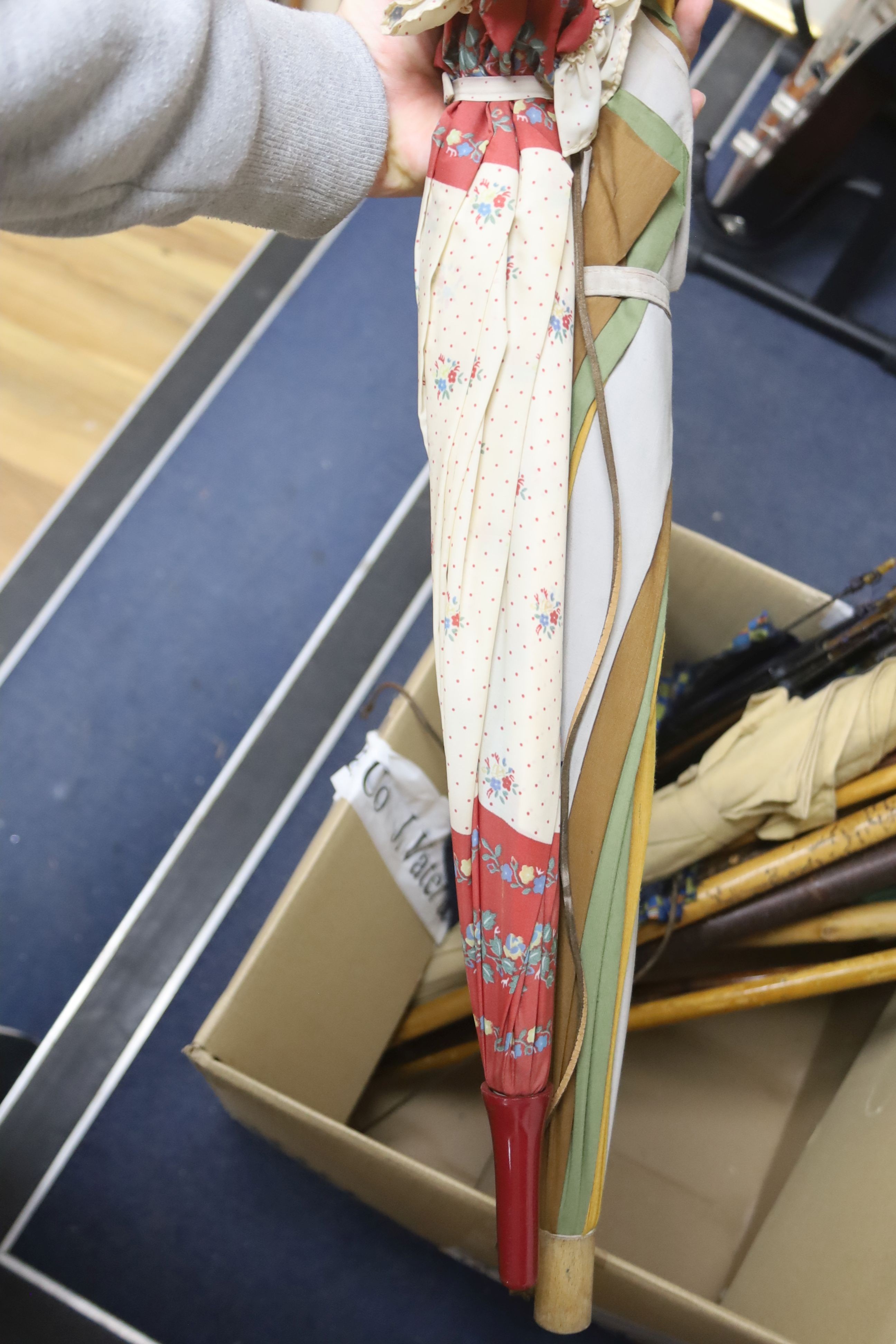 Assorted walking sticks and umbrella’s.